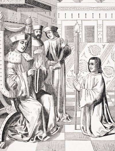 Jacques Coeur paying homage to Charles VII, copy of a 15th century miniature in the 
